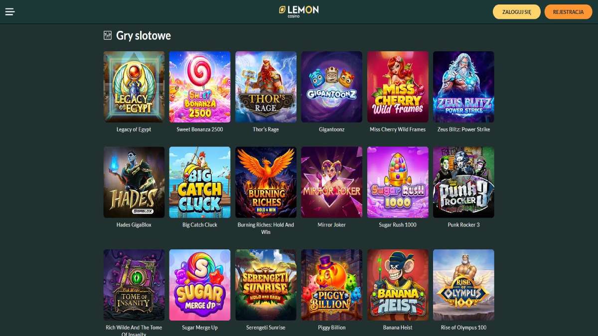 Gry i automaty w Lemon Casino: lobby slotów online