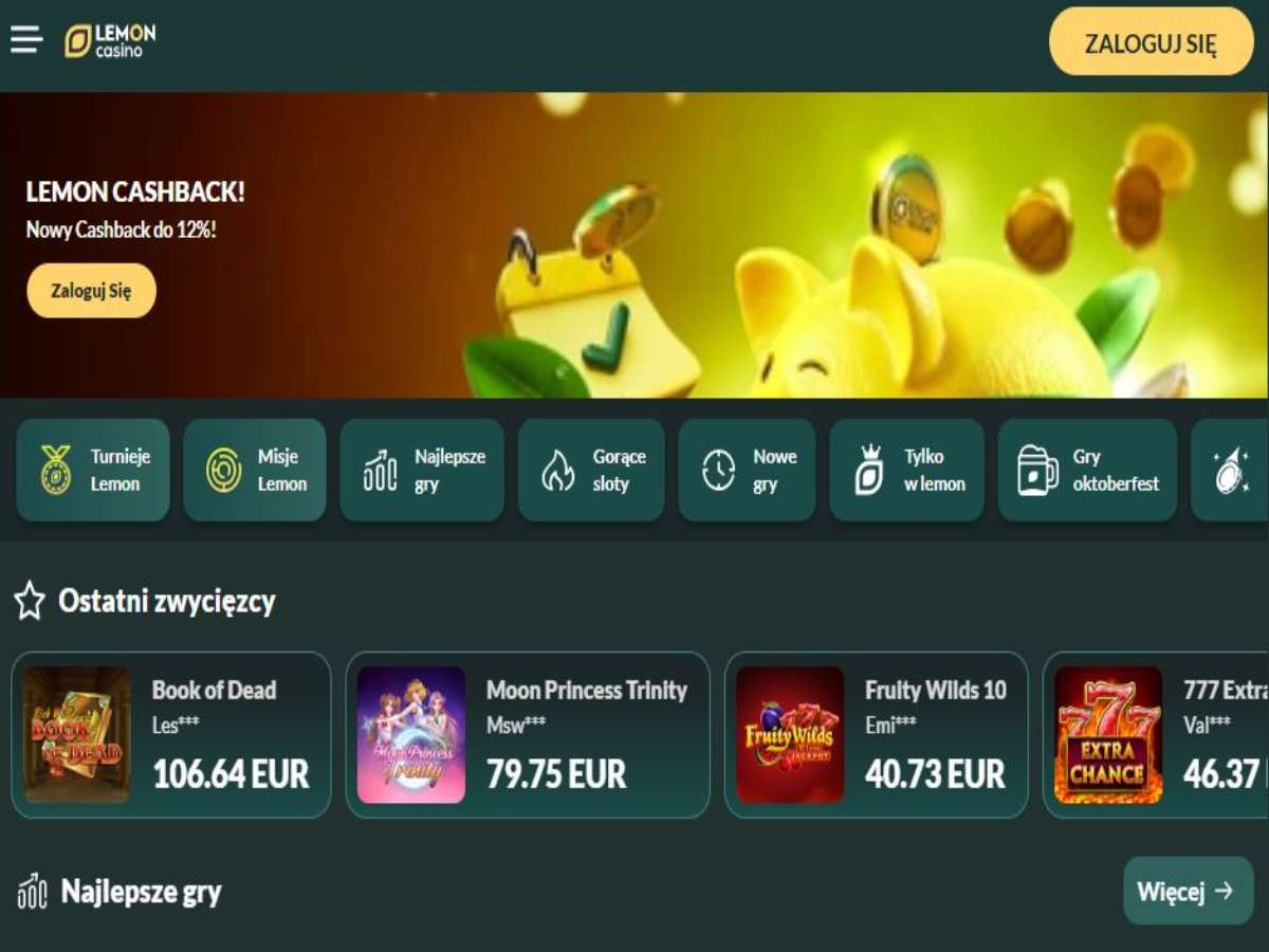 Mobilna wersja Lemon Casino na ekranie smartfona